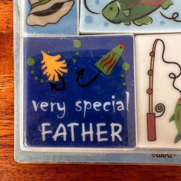 VTG Ganz Little Magnets Dad Special Father Fishing 4 Piece  Stocking Stuffer New - Picture 5 of 12